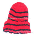 2014 women's winter knitted fold-over beanie in stripe patternNew